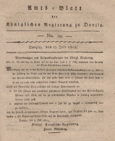 Amts-Blatt der Königlichen Regierung zu Danzig, 17. Juli 1817, Nr. 29
