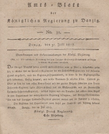 Amts-Blatt der Königlichen Regierung zu Danzig, 31. Juli 1817, Nr. 31