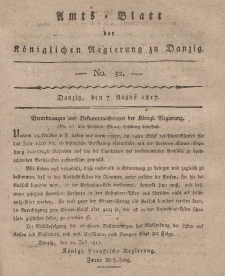 Amts-Blatt der Königlichen Regierung zu Danzig, 7. August 1817, Nr. 32
