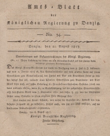 Amts-Blatt der Königlichen Regierung zu Danzig, 21. August 1817, Nr. 34