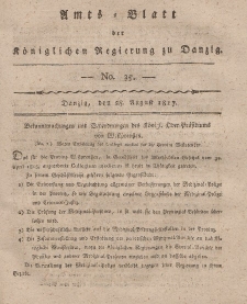 Amts-Blatt der Königlichen Regierung zu Danzig, 28. August 1817, Nr. 35