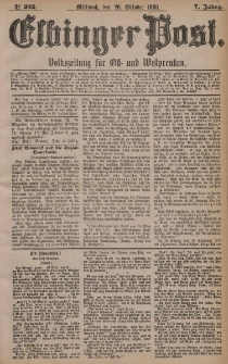 Elbinger Post, Nr. 252, Mittwoch 26 Oktober 1880, 7 Jahrg.
