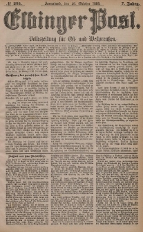 Elbinger Post, Nr. 255, Sonnabend 30 Oktober 1880, 7 Jahrg.