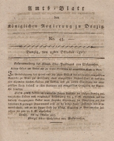 Amts-Blatt der Königlichen Regierung zu Danzig, 23. Oktober 1817, Nr. 43