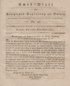 Amts-Blatt der Königlichen Regierung zu Danzig, 13. November 1817, Nr. 46