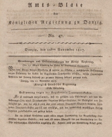 Amts-Blatt der Königlichen Regierung zu Danzig, 20. November 1817, Nr. 47