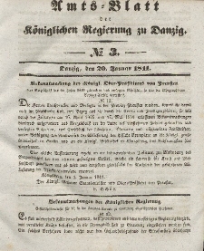 Amts-Blatt der Königlichen Regierung zu Danzig, 20. Januar 1841, Nr. 3