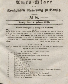 Amts-Blatt der Königlichen Regierung zu Danzig, 24. Februar 1841, Nr. 8