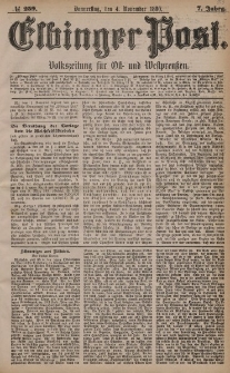 Elbinger Post, Nr. 259, Donnerstag 4 November 1880, 7 Jahrg.