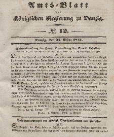 Amts-Blatt der Königlichen Regierung zu Danzig, 24. März 1841, Nr. 12