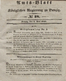 Amts-Blatt der Königlichen Regierung zu Danzig, 5. Mai 1841, Nr. 18