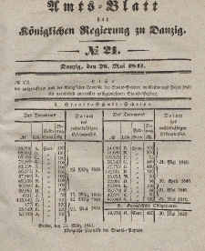 Amts-Blatt der Königlichen Regierung zu Danzig, 26. Mai 1841, Nr. 21