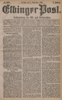 Elbinger Post, Nr. 260, Freitag 5 November 1880, 7 Jahrg.