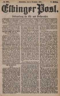Elbinger Post, Nr. 261, Sonnabend 6 November 1880, 7 Jahrg.