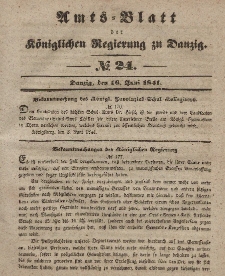 Amts-Blatt der Königlichen Regierung zu Danzig, 16. Juni 1841, Nr. 24