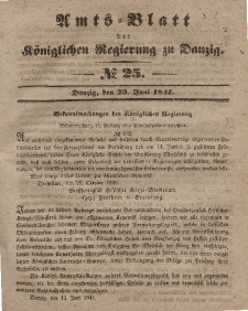 Amts-Blatt der Königlichen Regierung zu Danzig, 23. Juni 1841, Nr. 25
