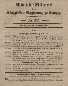 Amts-Blatt der Königlichen Regierung zu Danzig, 11. August 1841, Nr. 32