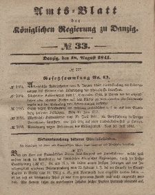 Amts-Blatt der Königlichen Regierung zu Danzig, 18. August 1841, Nr. 33