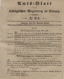 Amts-Blatt der Königlichen Regierung zu Danzig, 25. August 1841, Nr. 34