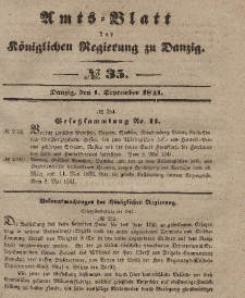 Amts-Blatt der Königlichen Regierung zu Danzig, 1. September 1841, Nr. 35