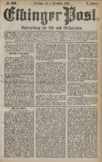 Elbinger Post, Nr. 262, Sonntag 7 November 1880, 7 Jahrg.