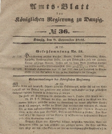 Amts-Blatt der Königlichen Regierung zu Danzig, 8. September 1841, Nr. 36