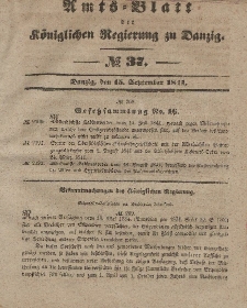 Amts-Blatt der Königlichen Regierung zu Danzig, 15. September 1841, Nr. 37