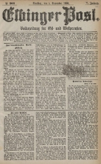 Elbinger Post, Nr. 263, Dienstag 9 November 1880, 7 Jahrg.