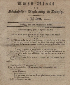 Amts-Blatt der Königlichen Regierung zu Danzig, 22. September 1841, Nr. 38