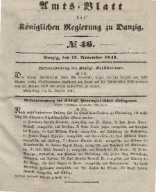 Amts-Blatt der Königlichen Regierung zu Danzig, 17. November 1841, Nr. 46