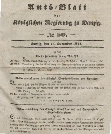 Amts-Blatt der Königlichen Regierung zu Danzig, 15. Dezember 1841, Nr. 50