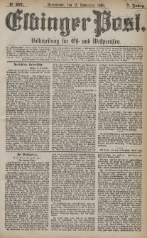 Elbinger Post, Nr. 267, Sonnabend 13 November 1880, 7 Jahrg.