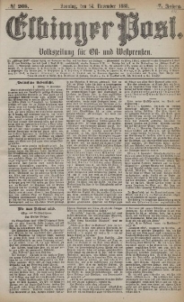 Elbinger Post, Nr. 268, Sonntag 14 November 1880, 7 Jahrg.