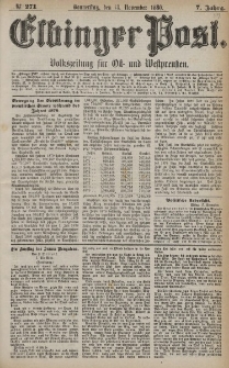 Elbinger Post, Nr. 271, Donnerstag 18 November 1880, 7 Jahrg.
