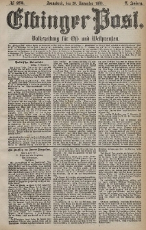 Elbinger Post, Nr. 273, Sonnabend 20 November 1880, 7 Jahrg.