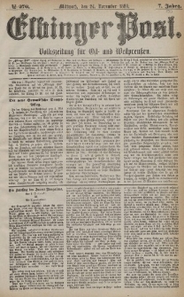 Elbinger Post, Nr. 276, Mittwoch 24 November 1880, 7 Jahrg.