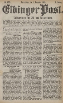 Elbinger Post, Nr. 283, Donnerstag 2 Dezember 1880, 7 Jahrg.