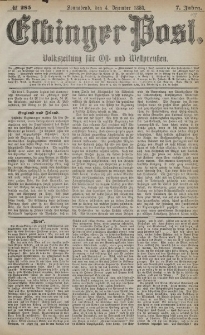 Elbinger Post, Nr. 285, Sonnabend 4 Dezember 1880, 7 Jahrg.