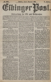 Elbinger Post, Nr. 286, Sonntag 5 Dezember 1880, 7 Jahrg.