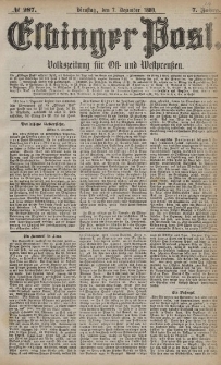 Elbinger Post, Nr. 287, Dienstag 7 Dezember 1880, 7 Jahrg.