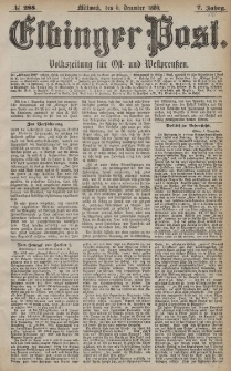 Elbinger Post, Nr. 288, Mittwoch 8 Dezember 1880, 7 Jahrg.