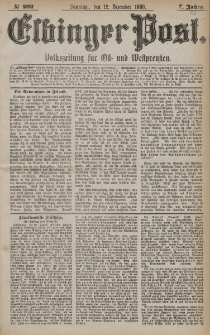 Elbinger Post, Nr. 292, Sonntag 12 Dezember 1880, 7 Jahrg.