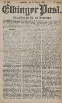 Elbinger Post, Nr. 295, Donnerstag 16 Dezember 1880, 7 Jahrg.