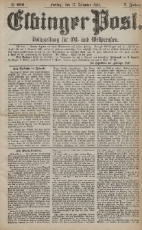 Elbinger Post, Nr. 296, Freitag 17 Dezember 1880, 7 Jahrg.