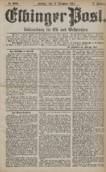 Elbinger Post, Nr. 296, Freitag 17 Dezember 1880, 7 Jahrg.