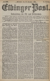 Elbinger Post, Nr. 300, Mittwoch 22 Dezember 1880, 7 Jahrg.