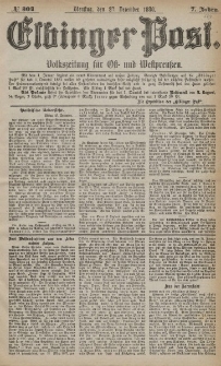 Elbinger Post, Nr. 304, Dienstag 28 Dezember 1880, 7 Jahrg.