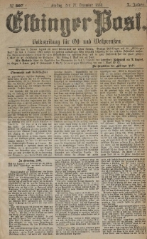 Elbinger Post, Nr. 307, Freitag 31 Dezember 1880, 7 Jahrg.