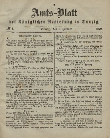 Amts-Blatt der Königlichen Regierung zu Danzig, 5. Januar 1870, Nr. 1