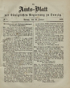 Amts-Blatt der Königlichen Regierung zu Danzig, 19. Januar 1870, Nr. 3